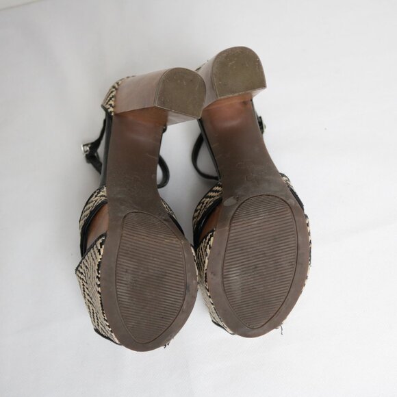 Jessica Simpson Peep Toe Wooden Platform Block Heels Size 8.5 - Picture 7 of 12